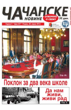 Čačanske novine - broj 357, 30. apr 2013.