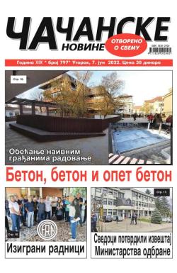 Čačanske novine - broj 797, 7. jun 2022.