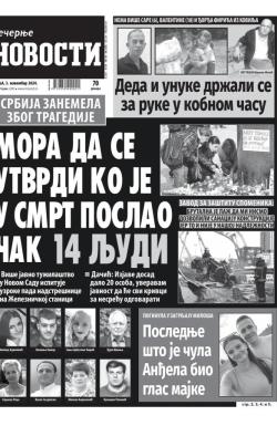 Večernje novosti - broj 5194, 3. nov 2024.