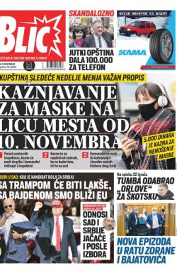 Blic - broj 8509, 3. nov 2020.