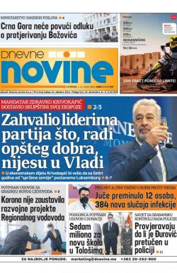 Dnevne novine - broj 2851, 1. dec 2020.