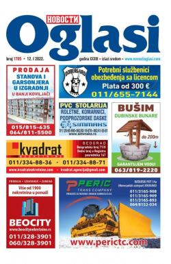 Novosti oglasi - broj 1705, 12. jan 2022.