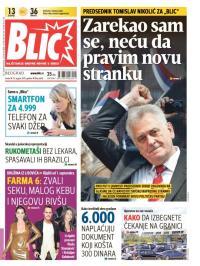 Blic - broj 6643, 12. avg 2015.