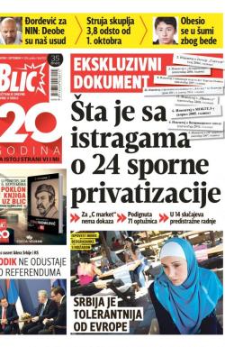 Blic - broj 7023, 1. sep 2016.