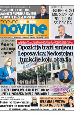 Dnevne novine - broj 2950, 30. mar 2021.