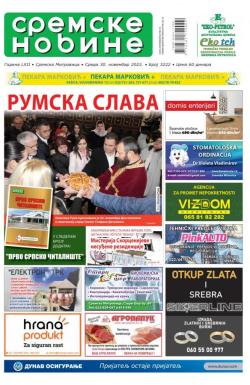 Sremske Novine - broj 3222, 30. nov 2022.