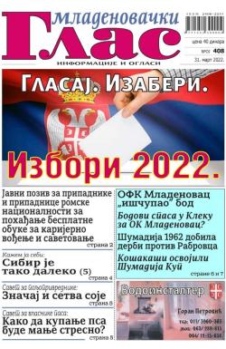 Mladenovački Glas - broj 408, 31. mar 2022.