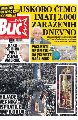 Blic - broj 8508, 2. nov 2020.