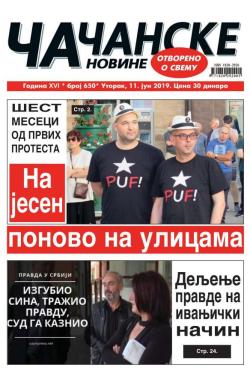 Čačanske novine - broj 650, 11. jun 2019.