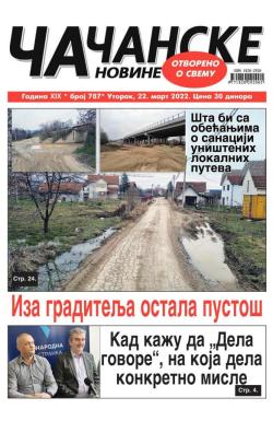 Čačanske novine - broj 787, 22. mar 2022.