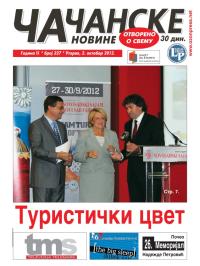 Čačanske novine - broj 327, 2. okt 2012.