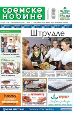 Sremske Novine - broj 2899, 21. sep 2016.