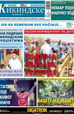 Nove kikindske novine - broj 319, 8. sep 2016.