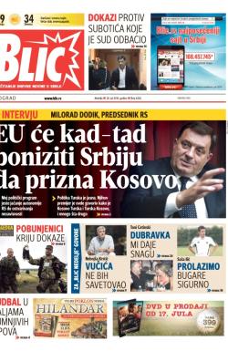 Blic - broj 6262, 20. jul 2014.