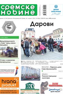 Sremske Novine - broj 2668, 18. apr 2012.