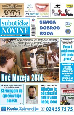 Nove Subotičke novine - broj 20, 16. maj 2014.