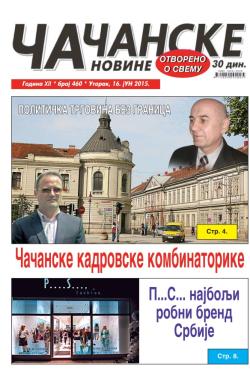 Čačanske novine - broj 460, 16. jun 2015.