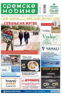 Sremske Novine - broj 3315, 11. sep 2024.