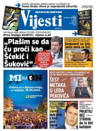 Vijesti - broj 6637, 15. sep 2016.