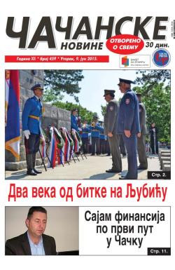 Čačanske novine - broj 459, 9. jun 2015.