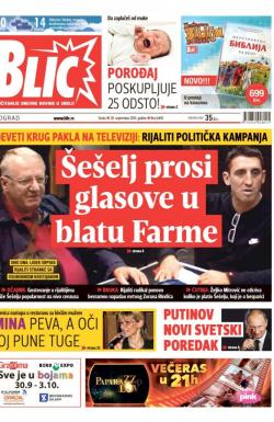 Blic - broj 6692, 30. sep 2015.