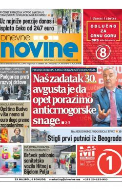 Dnevne novine - broj 2763, 20. avg 2020.