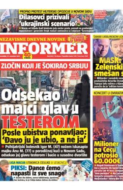 Informer - broj 3833, 18. nov 2024.