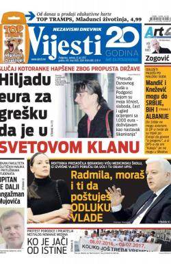 Vijesti - broj 6930, 8. jul 2017.