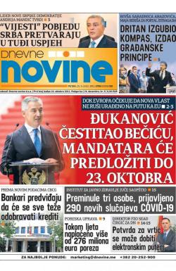 Dnevne novine - broj 2794, 25. sep 2020.