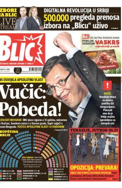 Blic - broj 6896, 25. apr 2016.