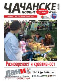 Čačanske novine - broj 413, 24. jun 2014.