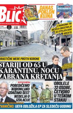 Blic - broj 8289, 18. mar 2020.