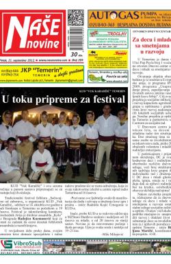 Naše novine, Temerin - broj 205, 21. sep 2012.