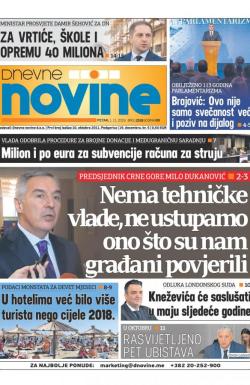 Dnevne novine - broj 2518, 1. nov 2019.