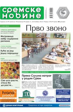 Sremske Novine - broj 2792, 3. sep 2014.