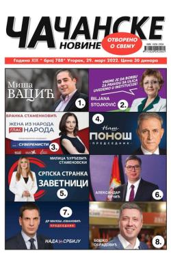 Čačanske novine - broj 788, 29. mar 2022.