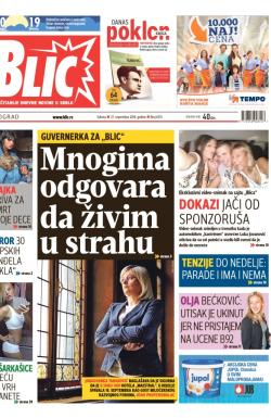 Blic - broj 6331, 27. sep 2014.