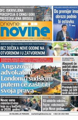 Dnevne novine - broj 2869, 22. dec 2020.