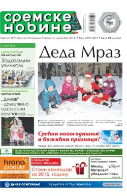 Sremske Novine - broj 2809-2810, 31. dec 2014.