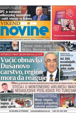 Dnevne novine - broj 2795, 26. sep 2020.