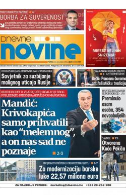 Dnevne novine - broj 2824, 30. okt 2020.