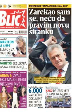 Blic - broj 6643, 12. avg 2015.