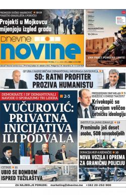 Dnevne novine - broj 2848, 27. nov 2020.