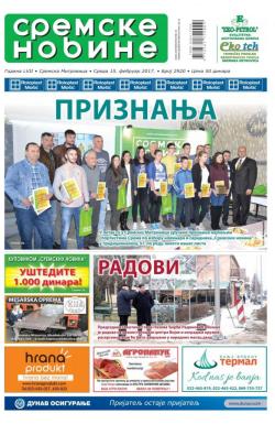 Sremske Novine - broj 2920, 15. feb 2017.