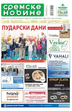 Sremske Novine - broj 3316, 18. sep 2024.