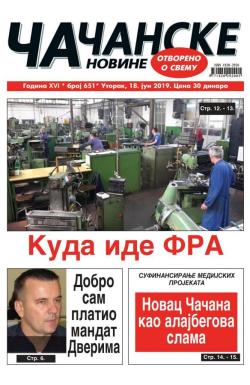 Čačanske novine - broj 651, 18. jun 2019.