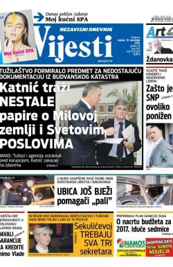 Vijesti - broj 6725, 10. dec 2016.