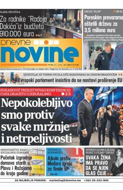 Dnevne novine - broj 2587, 24. jan 2020.