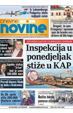 Dnevne novine - broj 2953, 2. apr 2021.