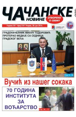 Čačanske novine - broj 510, 28. jun 2016.